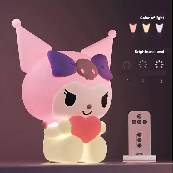 Kuromi Heart Touch Sensor LED Night Light – Color Changing Rechargeable Lamp