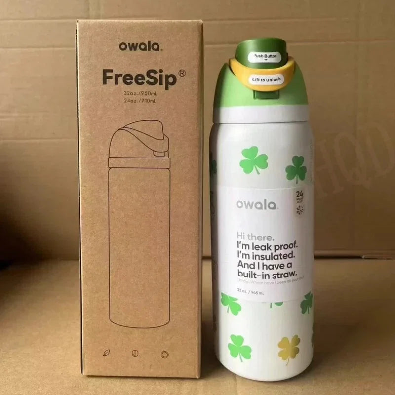 Owala FreeSip 24 oz Insulated Stainless Steel Four-Leaf Clover Water Bottle