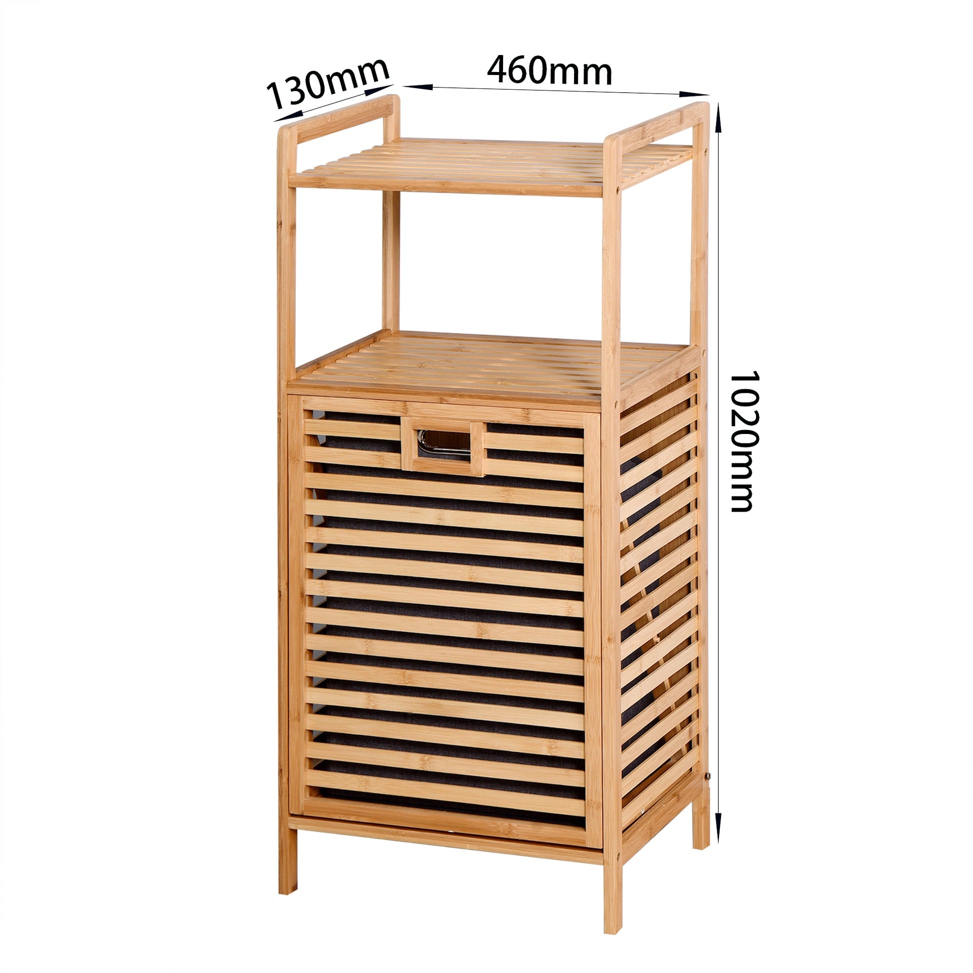 Bamboo 2- Tier Storage Rack Laundry Bsket Dirty Clothes Basket for Living Room Bedroom