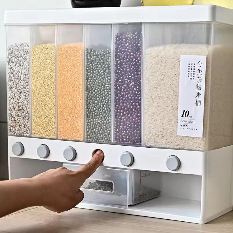 10 kg Cereal Dispenser, Wall-Mounted Dry Food Dispenser, Cereal Food Storage Container, Kitchen Storage Tank