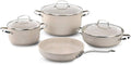Korkmaz Granita 7 Pieces Non-Stick Cookware Set | Forged Aluminum Granite Coated Induction Base Cookware Pots and Pans Set | Beige - A1272