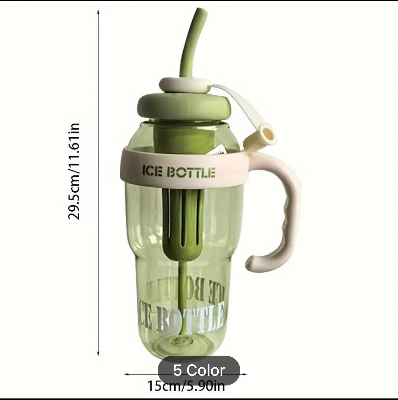 1300Ml Large Ice Water Bottle With Straw (Random Colour)
