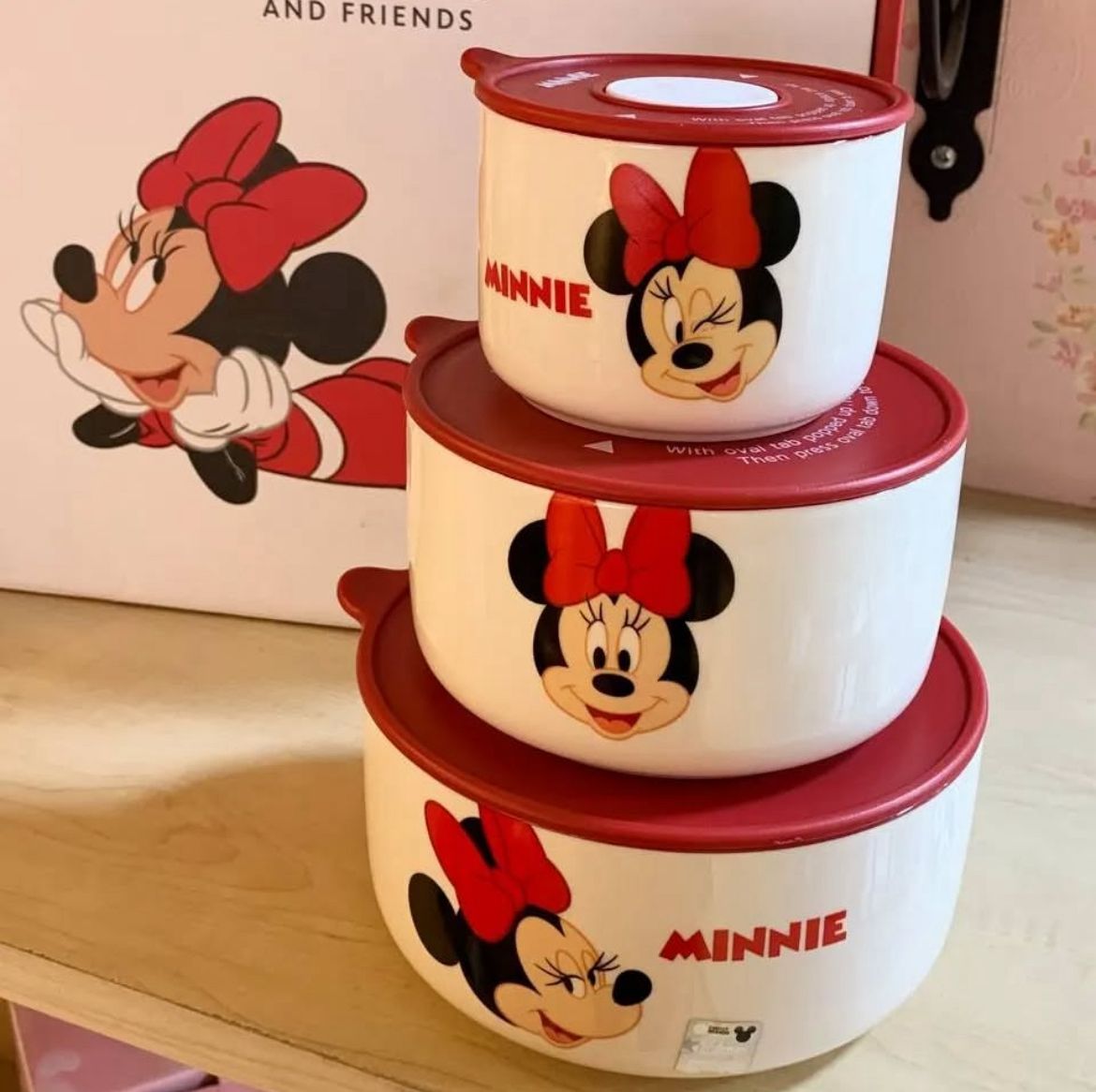 Walt Disney 3-Piece Airlock Food Container Set – Premium Quality Porcelain