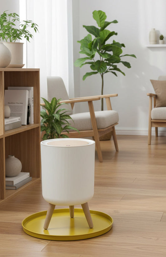 Bathroom Trash Can with Lid High Foot Dustbin for Laundry Living Room Dining 7L | Dustbin for Home | Plastic Trash Can