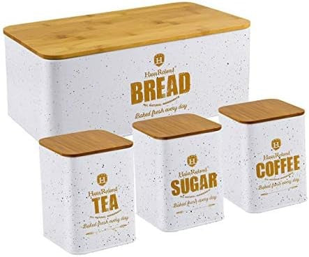 HausRoland Deluxe Bread Bin & Canister Combo 4Pcs Set