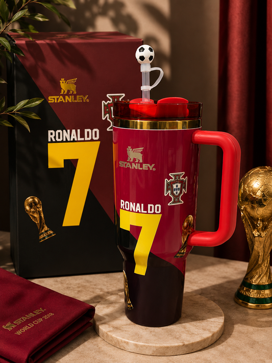 Stanley x Cristiano Ronaldo Quencher H2.0 FlowState Tumbler 40oz –  Red & Gold Soccer Series World Cup Edition (Read Note)