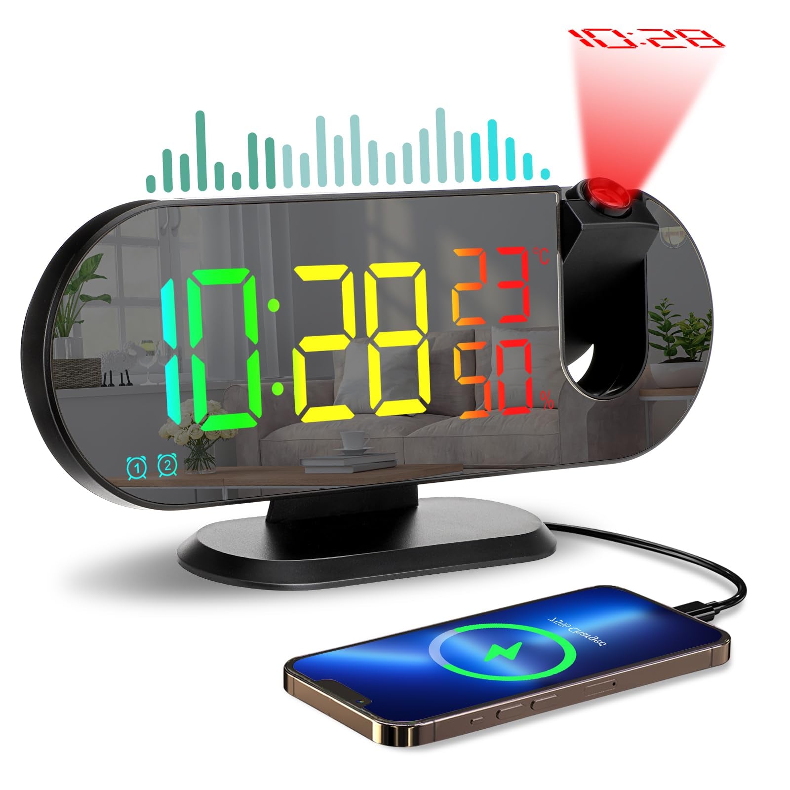 Modern LED Digital Alarm Clock with Day Display & Large Screen