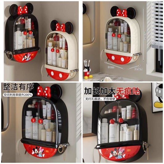 wall-mounted cosmetic organizer featuring a Disney Mickey Mouse design.