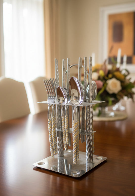 Luxury Design Stainless Steel Cutlery 24Pcs Set With a Display Stand.