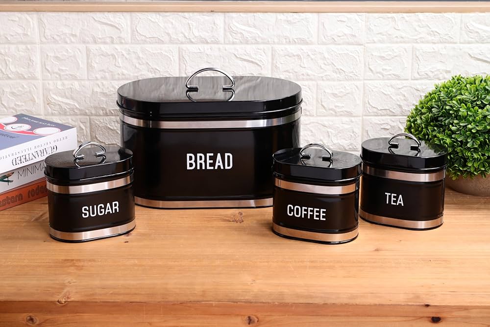 Royal Homeware 4pc Breadbin & Canister Set - Florenzo Collection