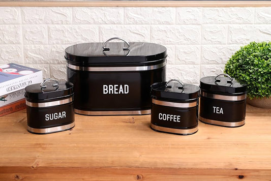 Royal Homeware 4pc Breadbin & Canister Set - Florenzo Collection