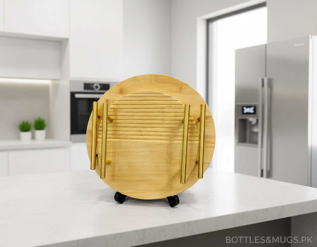 Bamboo 2Pcs Round Tray Set