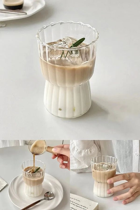Striped Glass Cup Ripple Drinking GlassesTea Juice Cup Quality Water Milk Home Drinkware Glass Office Coffee Cup