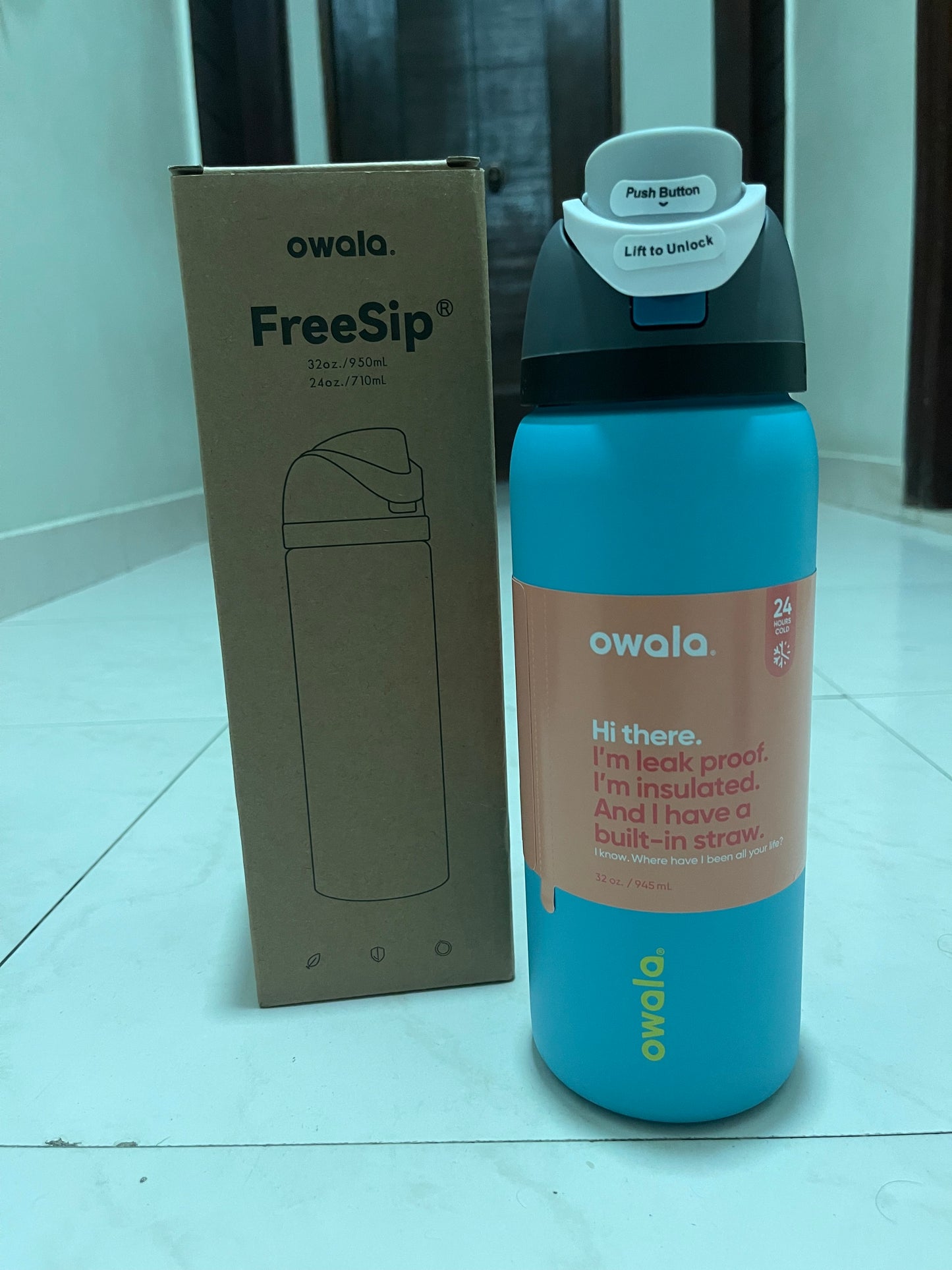 Original Owala Insulated Stainless Steel Water Bottle with Straw, BPA-Free Sports Water Bottle 32oz