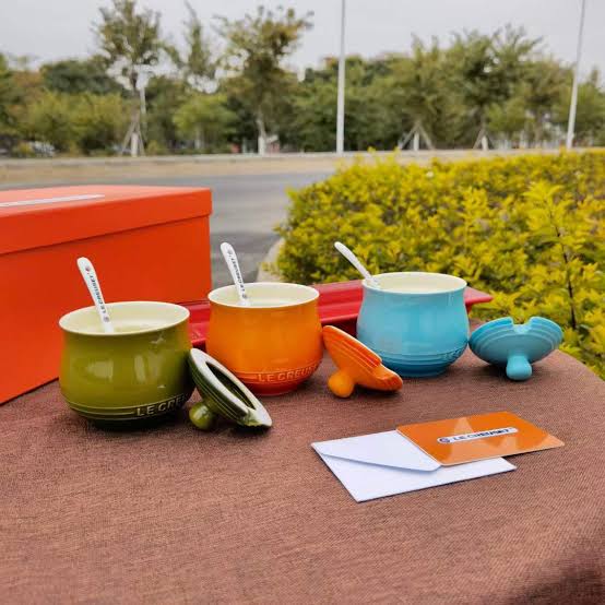 Le Creuset Inspired Ceramic Condiment Jar Set with Tray & Spoons (3-Piece Color Set)