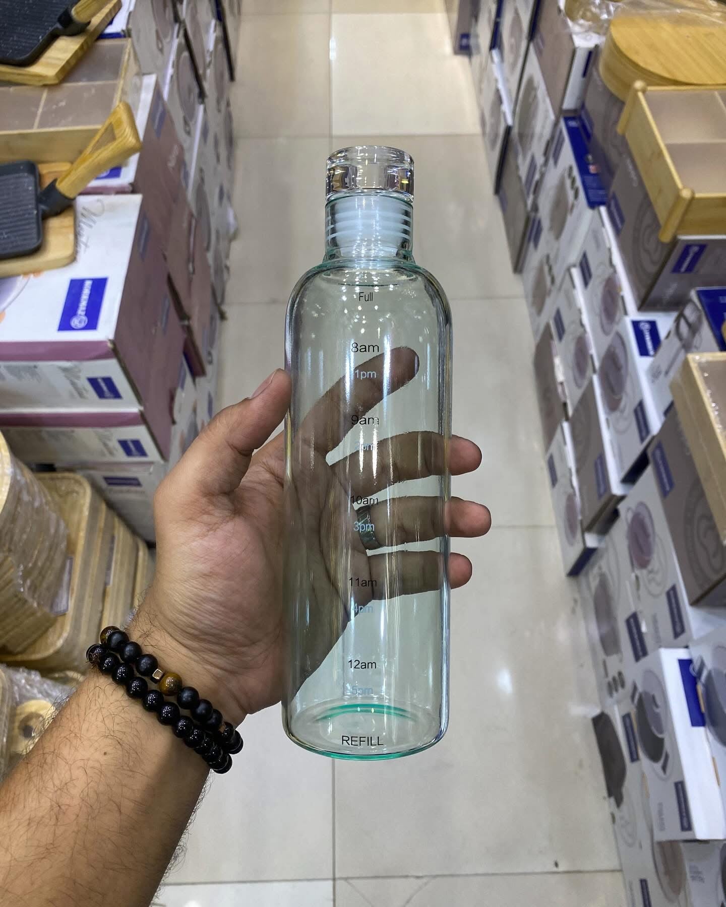 550Ml Gradient Borosilicate Glass Water Bottle With Time Marking