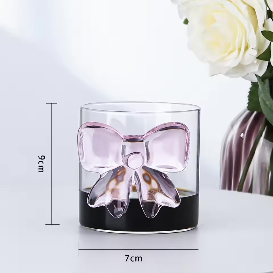 1 Piece Elegant Large Pink Bow Decorated Transparent Red Wine Glasses Goblet Champagne Flutes Coupes White Wine Glass Cup | 300Ml