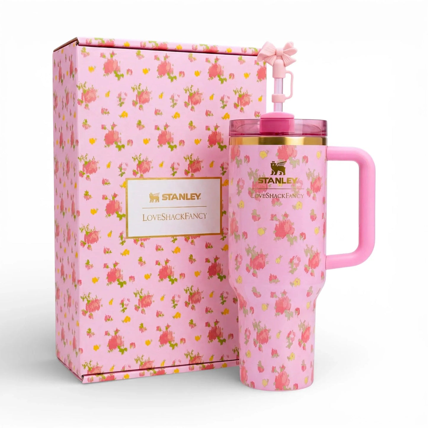 Stanley x LoveShackFancy 40oz Quencher H2.0 FlowState Tumbler | Rosa Beaux Pink