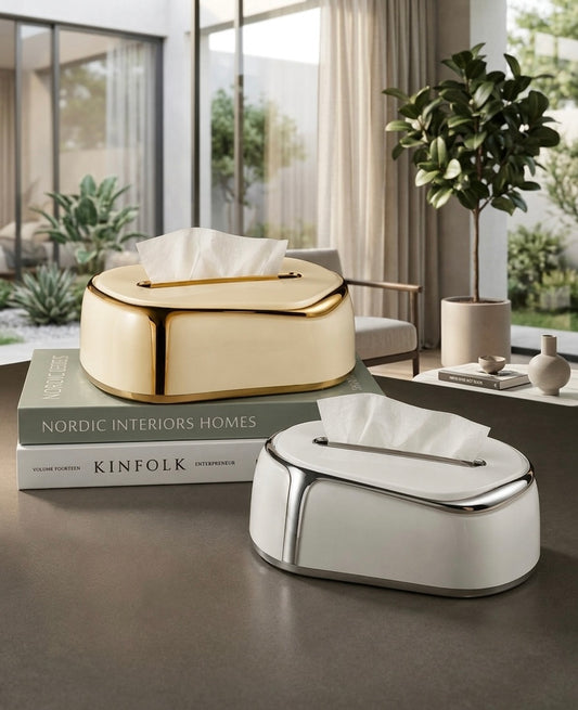 Luxury Chrome Tissue Box Holder – Modern Elegant Tissue Box Cover for Home & Office