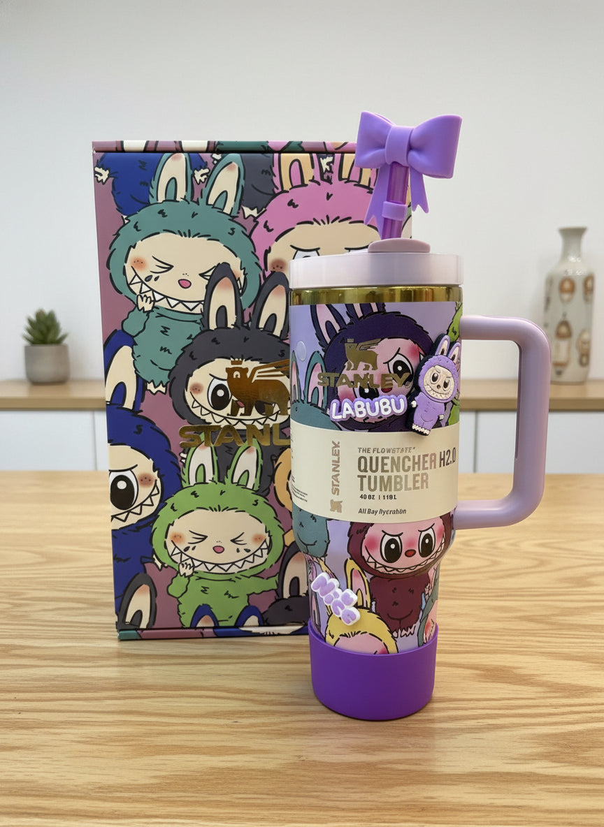 Stanley Labubu Quencher H2.0 FlowState™ Tumbler 40 oz With Labubu Doll Keychain With Accessories