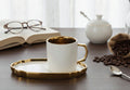 6 Pcs Luxury Ceramic Coffee Mug & Saucer Set – Gold Handle Tea Cup Set
