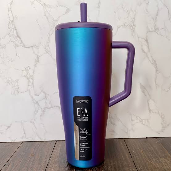 BrüMate Era 40 oz Tumbler with Handle and Straw | 100% Leakproof Insulated Tumbler with Lid and Straw | Made of Stainless Steel | Cup Holder Friendly Base | 40oz (Dark Aura)