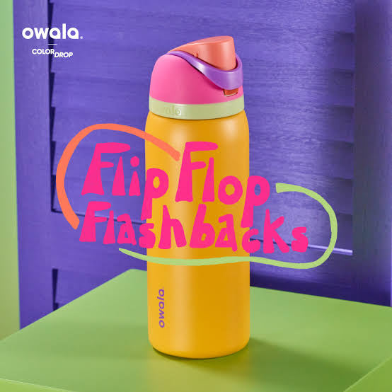Owala FreeSip Stainless Steel Water Bottle – FlipFlop Flashbacks Limited Edition Color Drop (32 oz / 946 ml)