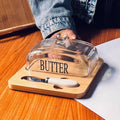 Wooden Butter Dish with Glass Lid