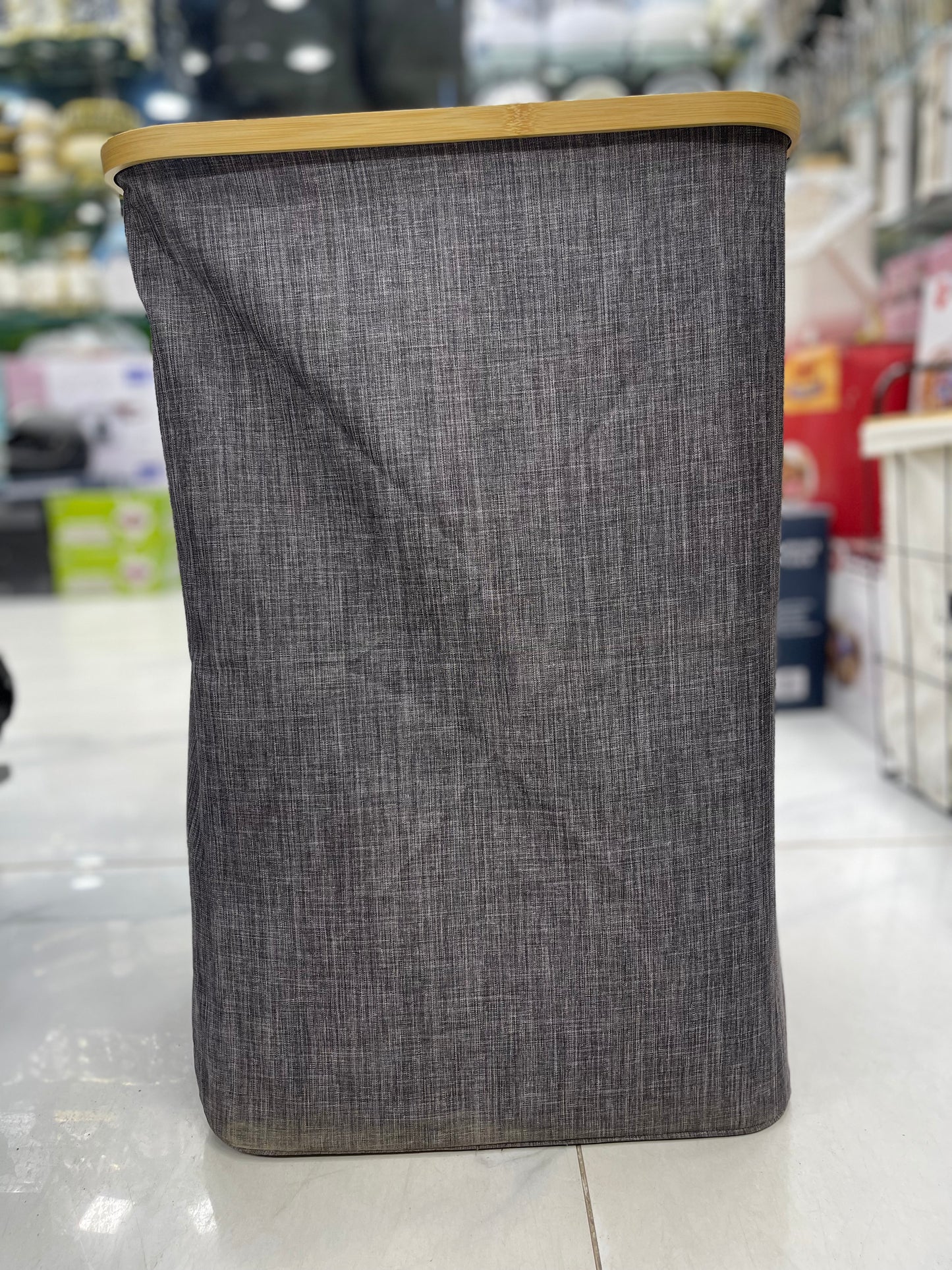 Wooden Laundry Hamper/Basket With Lid, Bathroom Tall Laundry Bin, 27.8in (H) X 17.7in (W), Grey, AY-8