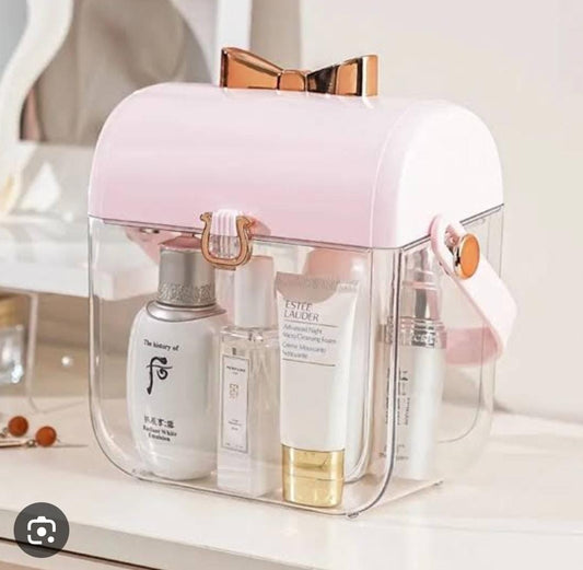 Premium Makeup Storage Case with Handle – Clear Vanity Organizer