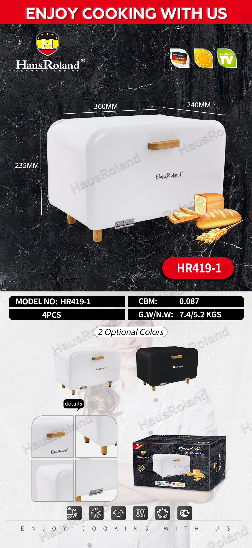 HausRoland Bread Bin - Buccelli Wooden Leg