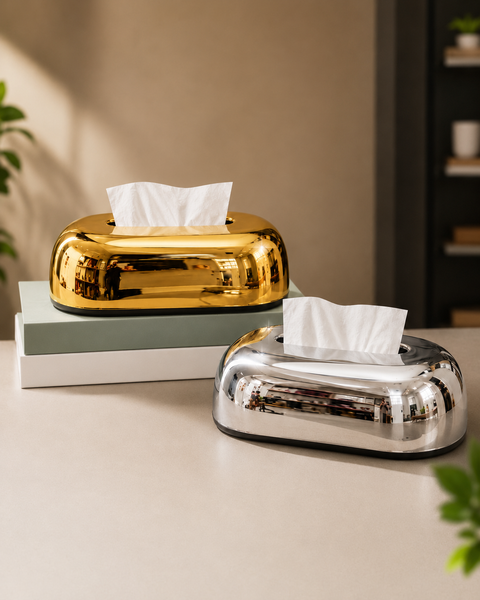 Luxury Chrome Tissue Box Holder – Elegant Modern Tissue Dispenser for Home & Office