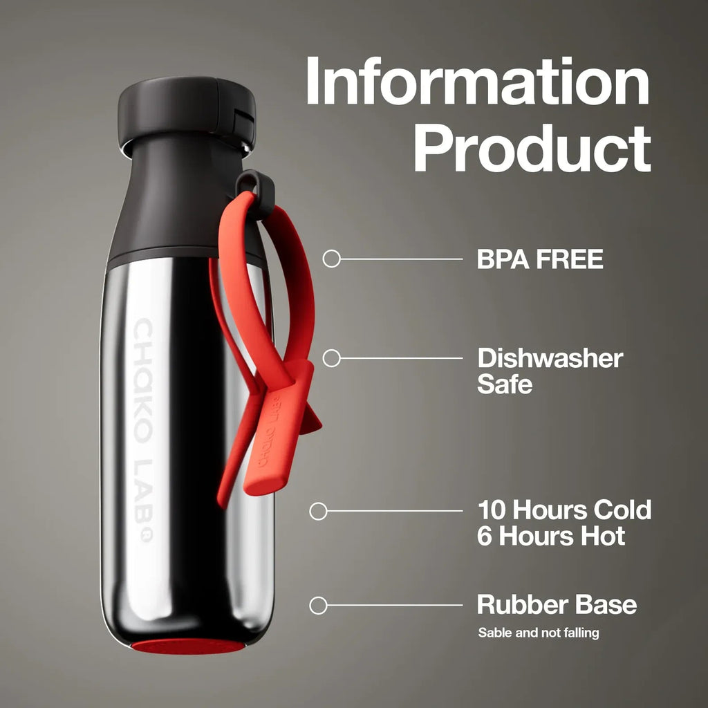 Chako Lab 520ml Insulated Water Bottle – Leakproof Milk Bottle Design with Carry Strap