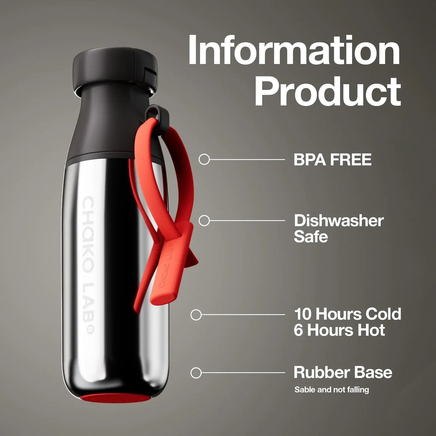 Chako Lab 520ml Insulated Water Bottle – Leakproof Milk Bottle Design with Carry Strap