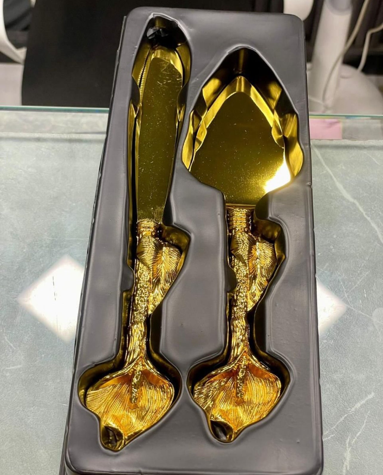 Wedding Cake Cutter Spatula Set Pie Cutter Server Kit Golden Zinc Alloy Cake Cutter Server Set Long Handle Pastry for Wedding
