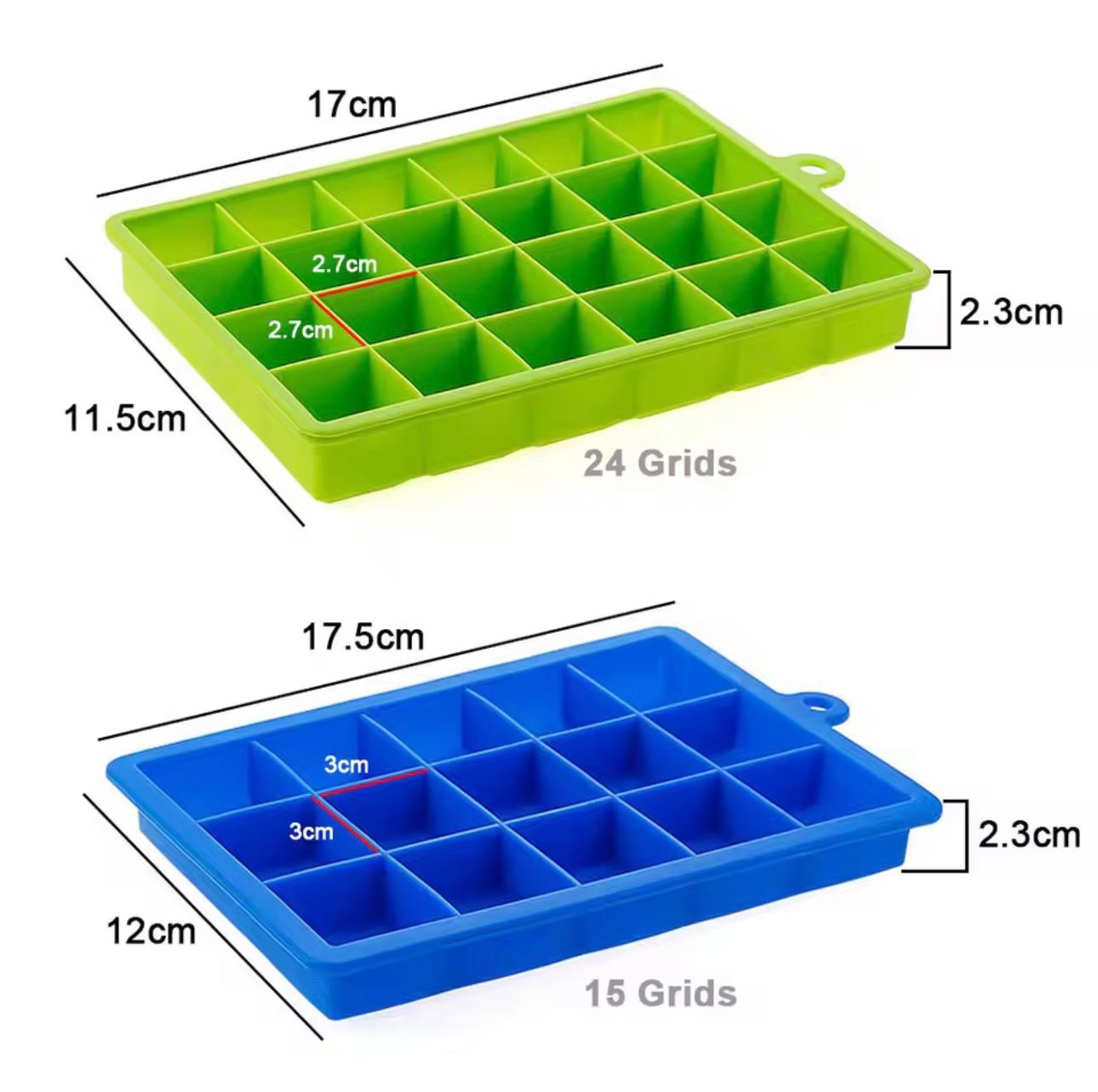 Flexible Silicone Ice Cube Tray Mold – Easy Release Square Cube Maker 15 Grids