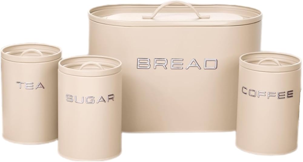 Royal Homeware 4pc Enzo Breadbin & Canister Set (Cream)