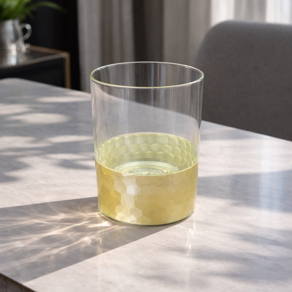 6PCS Luxury Honeycomb Glass Tumblers with Golden Bottom – Premium Drinking Glass Set