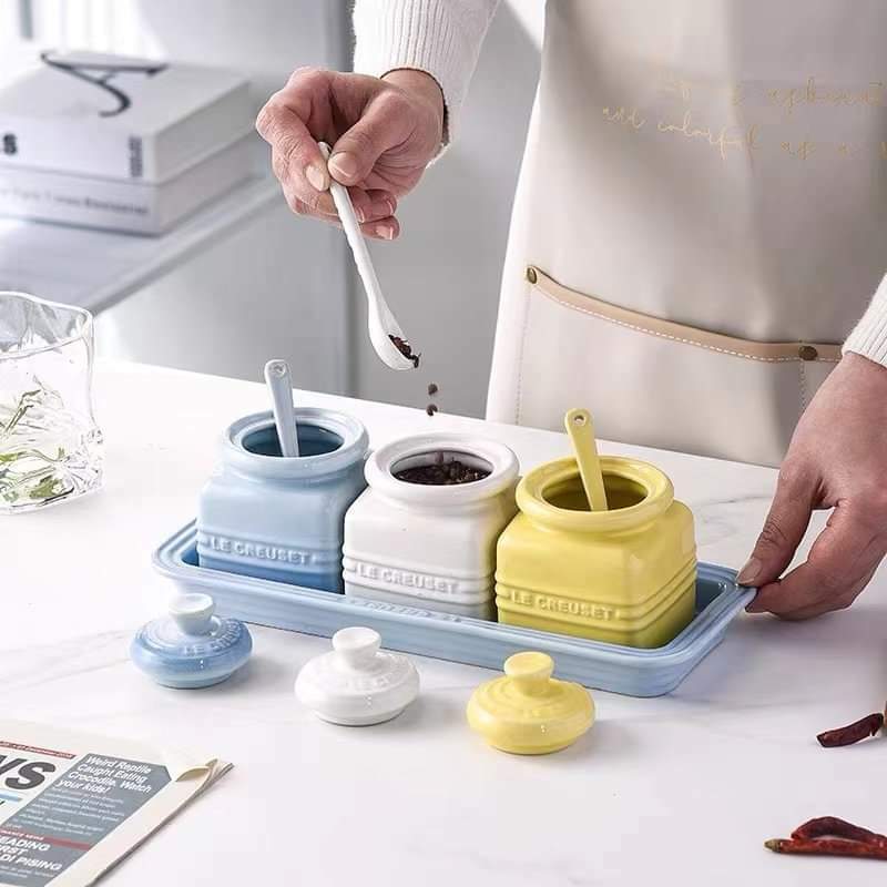 LE CREUSET SET OF 3 SEASONING JARS