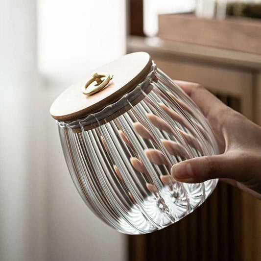 Sealed Transparent Glass Seasoning Pot With Lid Sugar Bowl Tea Storage Jar Salt Pepper 650Ml Each