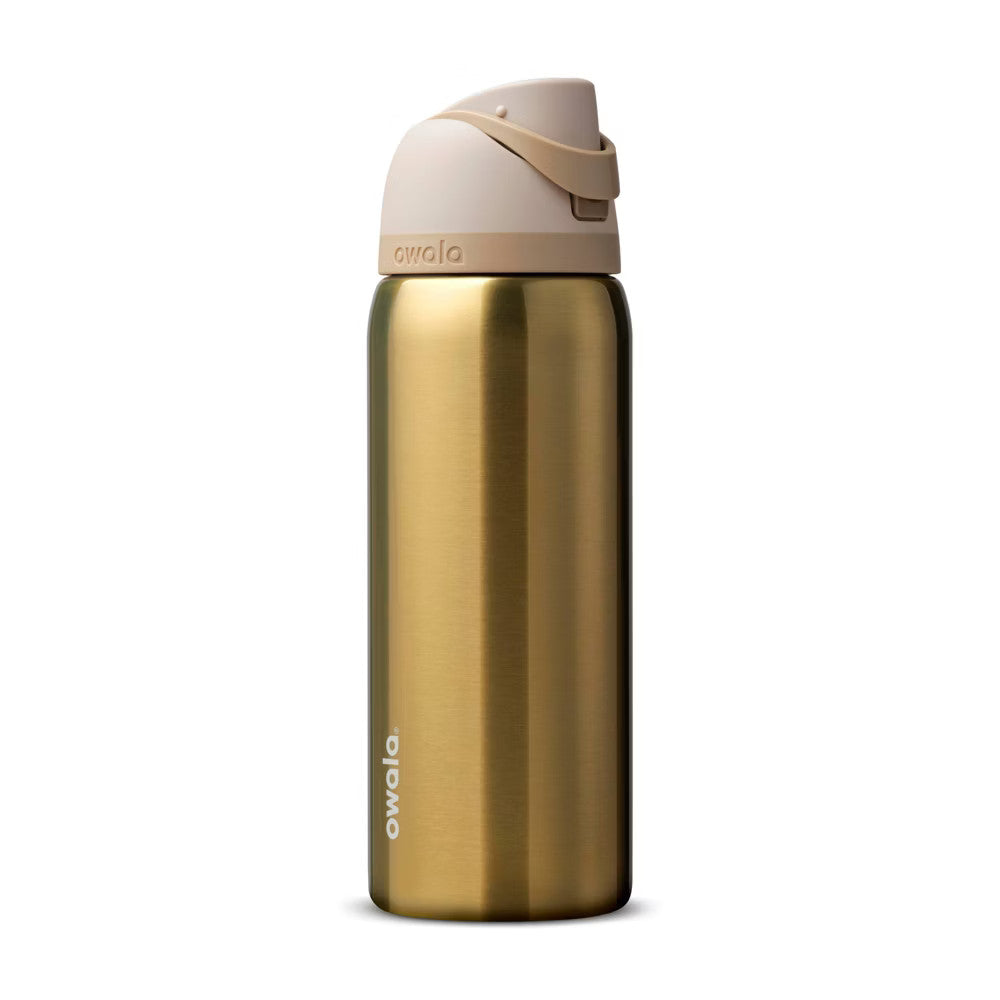 Owala FreeSip Absolute Sleigh Limited Edition Metallic Gold Insulated Stainless Steel Water Bottle 32oz