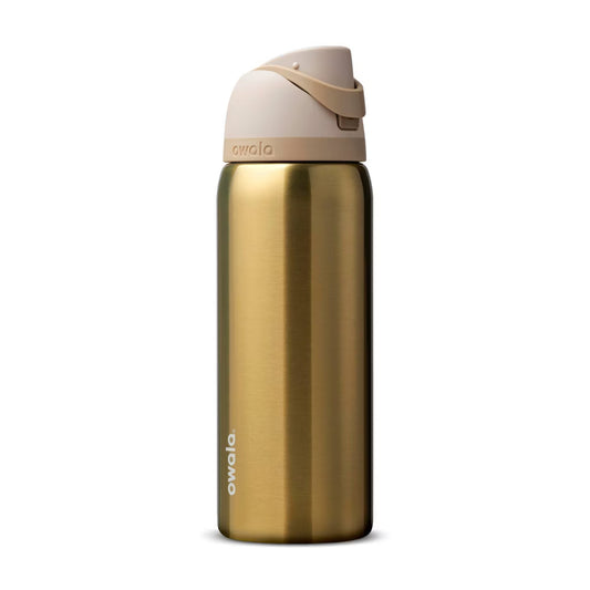 Owala FreeSip Absolute Sleigh Limited Edition Metallic Gold Insulated Stainless Steel Water Bottle 32oz