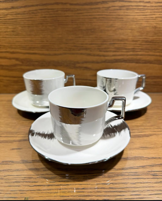 Fine Bone China Cup with Gifts Set and Royal Coffee Mug Tea Set of 6 Cup and Plate Small