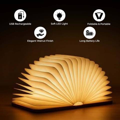 Folding Magnetic Led Wooden Book Lamp