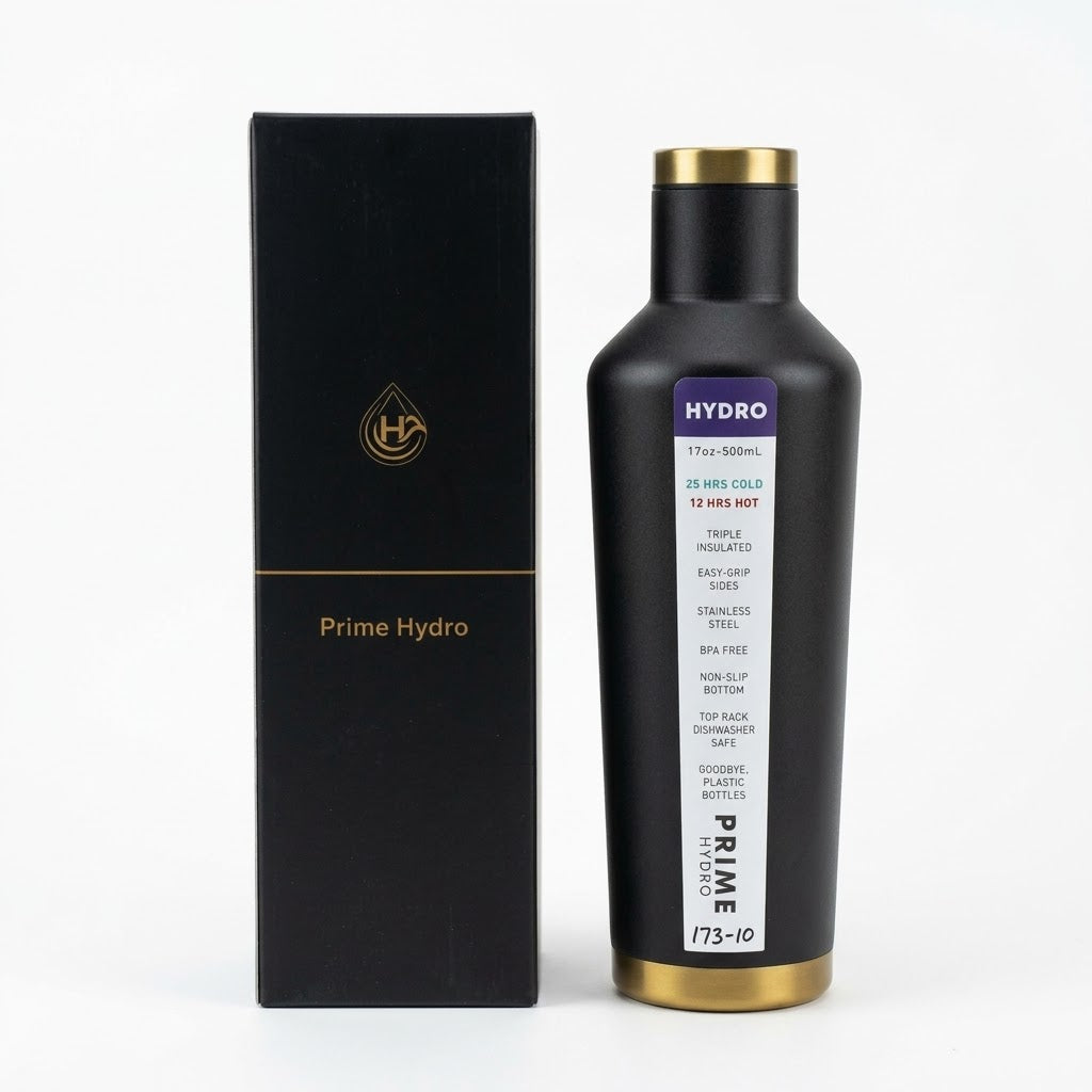 Prime Hydro 17oz/500ml Triple Insulated Stainless Steel Water Bottle with Premium Gift Box