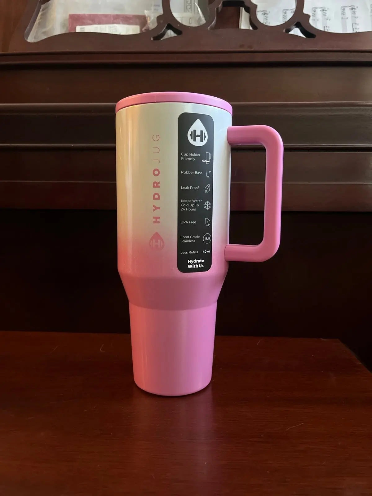 HydroJug Traveler 40 oz Insulated Tumbler with Handle – Cotton Candy