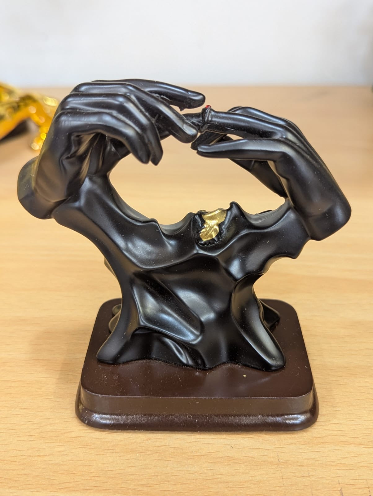 Matte Black Surrealist Hand Sculpture - Modern Abstract Resin Statue