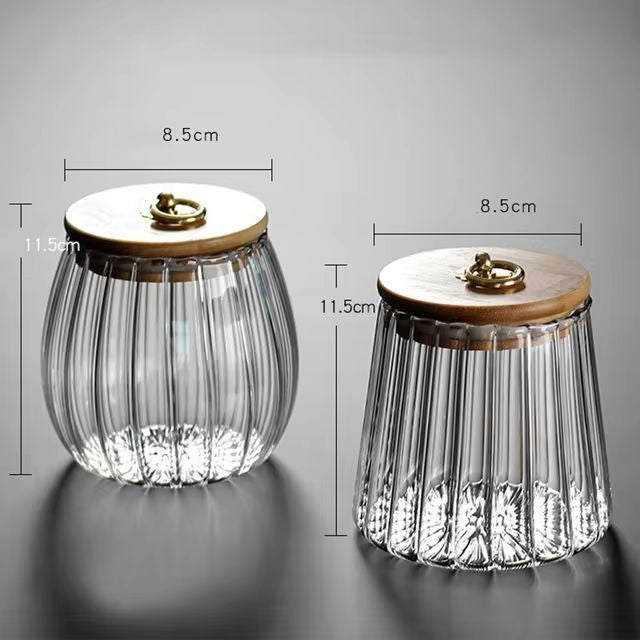 Sealed Transparent Glass Seasoning Pot With Lid Sugar Bowl Tea Storage Jar Salt Pepper 650Ml Each
