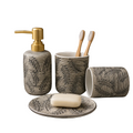 4-Piece Ceramic Bathroom Accessories Set With Gold Soap Dispenser Pump