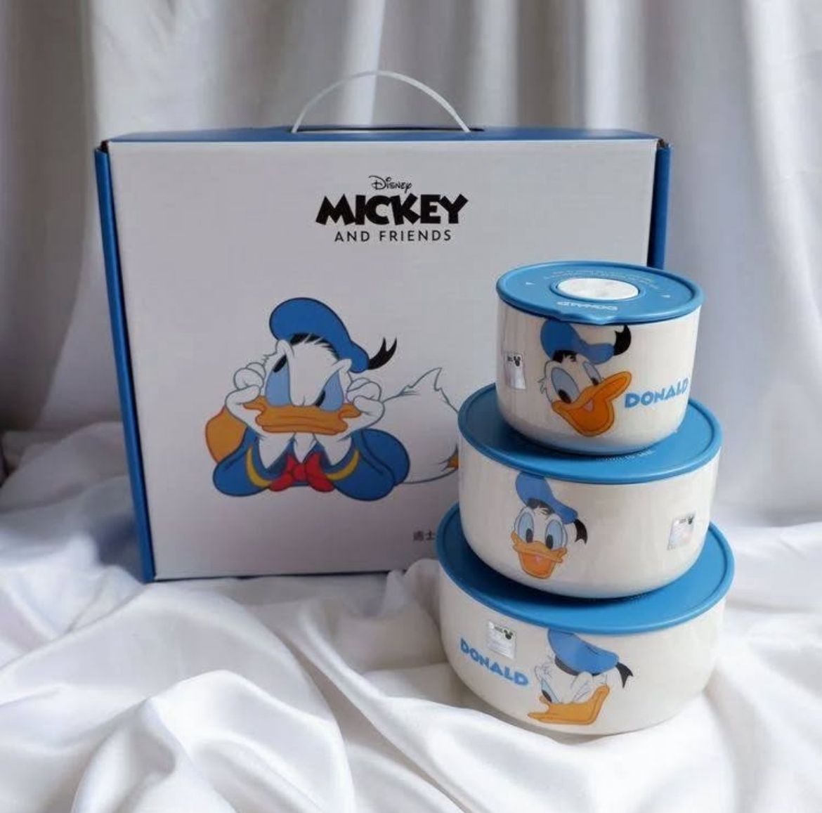 Walt Disney 3-Piece Airlock Food Container Set – Premium Quality Porcelain